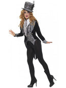 Costumes Australia Dark Miss Hatter Costume Adult Black Deluxe Jacket Waistcoat Hat Bowtie_4