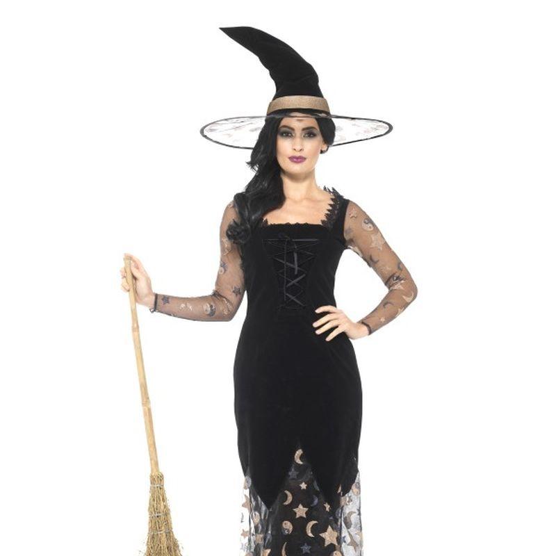 Costumes Australia Deluxe Moon & Stars Witch Costume Adult Black Costume Make Up_1
