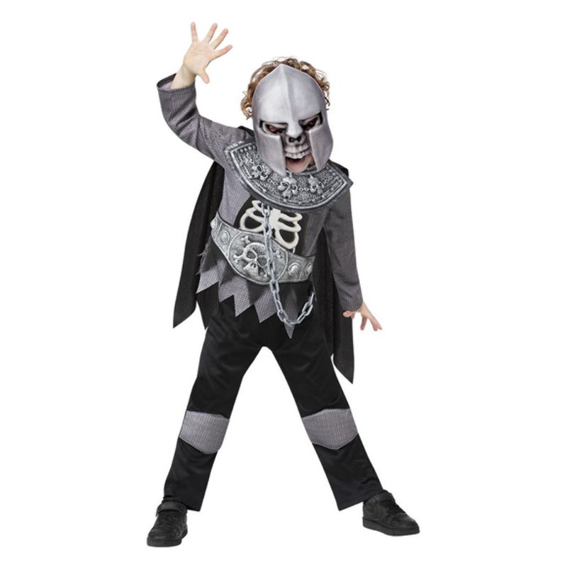 Costumes Australia Deluxe Skeleton Knight Costume Child Black Grey Silver_1
