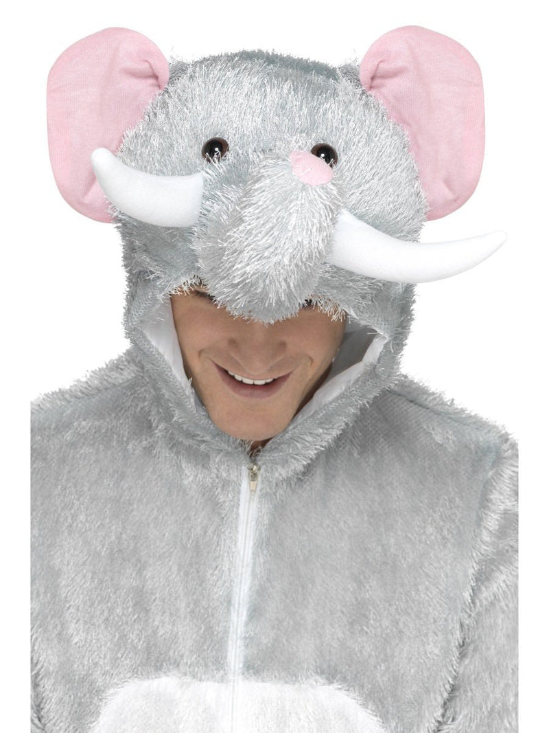 Costumes Australia Elephant Costume Adult Grey Jumpsuit with Hood_6