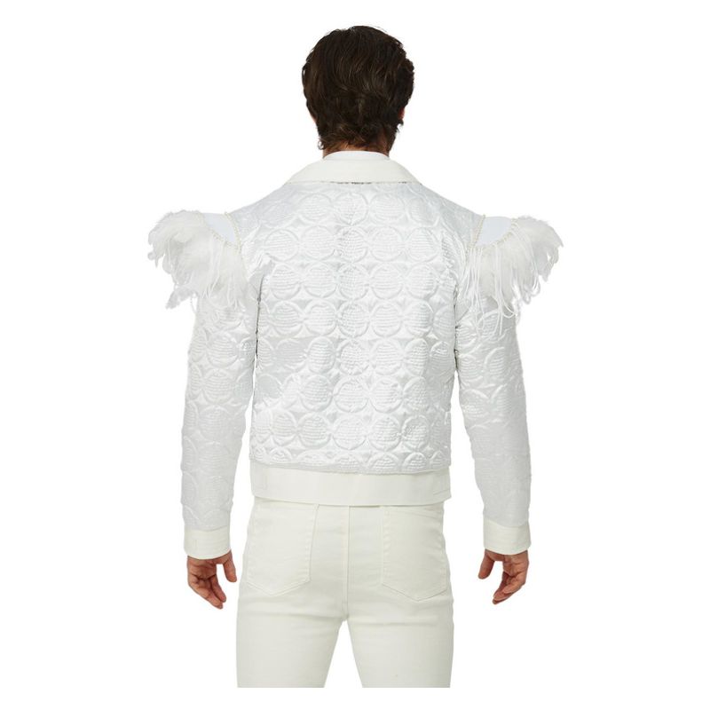 Costumes Australia Elton John Quilted Jacket Feather Shoulders Adult White_2