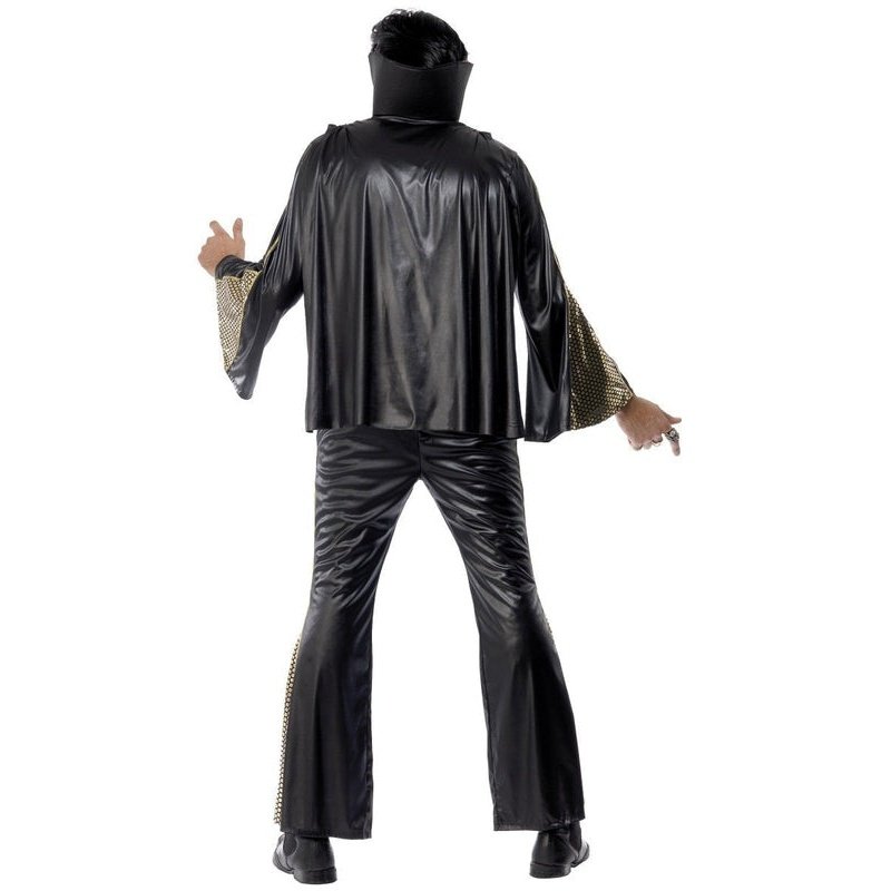 Costumes Australia Elvis Costume Adult Black Gold Jumpsuit_4
