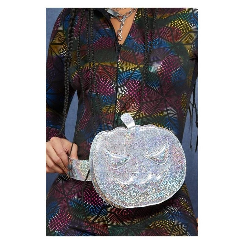 Costumes Australia Fever Holographic Pumpkin Bum Bag Silver_1