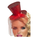 Costumes Australia Size Chart Fever Mini Top Hat On Headband Adult Glitter Red Netting