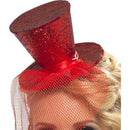 Costumes Australia Fever Mini Top Hat On Headband Adult Glitter Red Netting_1