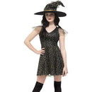 Costumes Australia Fever Moon & Stars Witch Costume Adult Black Gold Costume Make Up_1