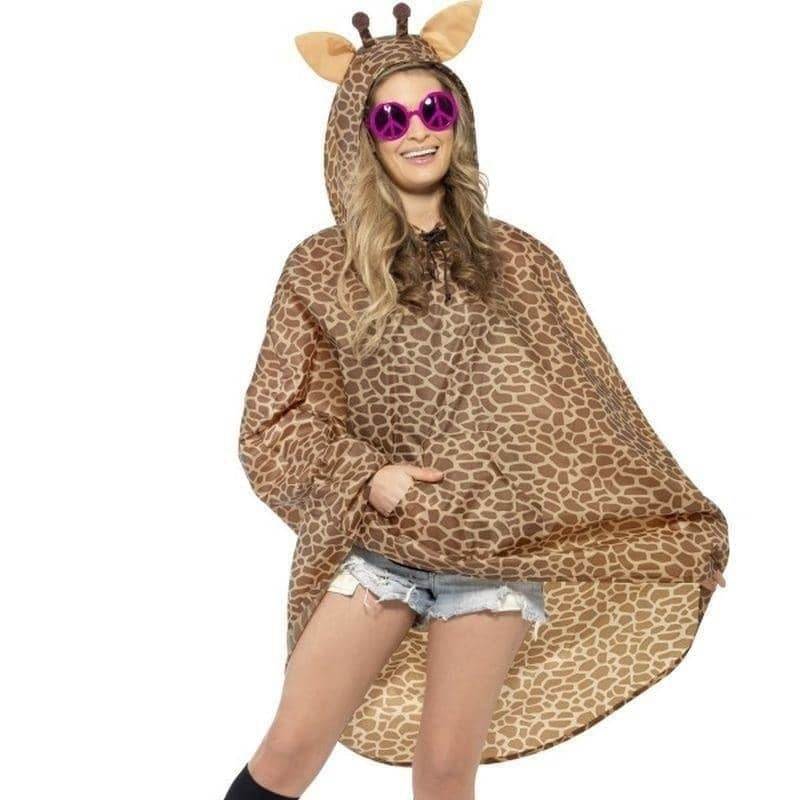 Costumes Australia Giraffe Party Poncho Adult One Size Orange Black_1