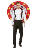 Costumes Australia Knife Thrower Costume Red and White Adult Shirt Braces Target Board Velcro Knives_2