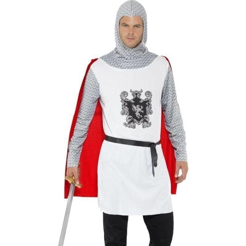 Costumes Australia Knight Costume Adult White With Cape Belt Hood_4