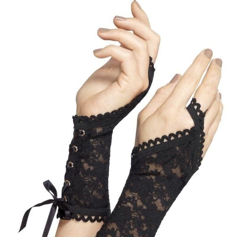 Costumes Australia Lace Glovettes Adult Black_1