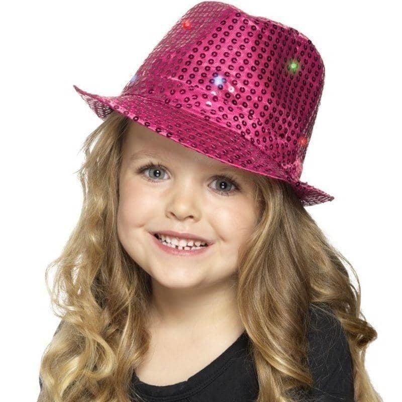 Costumes Australia Light Up Sequin Trilby Hat Adult Pink_1