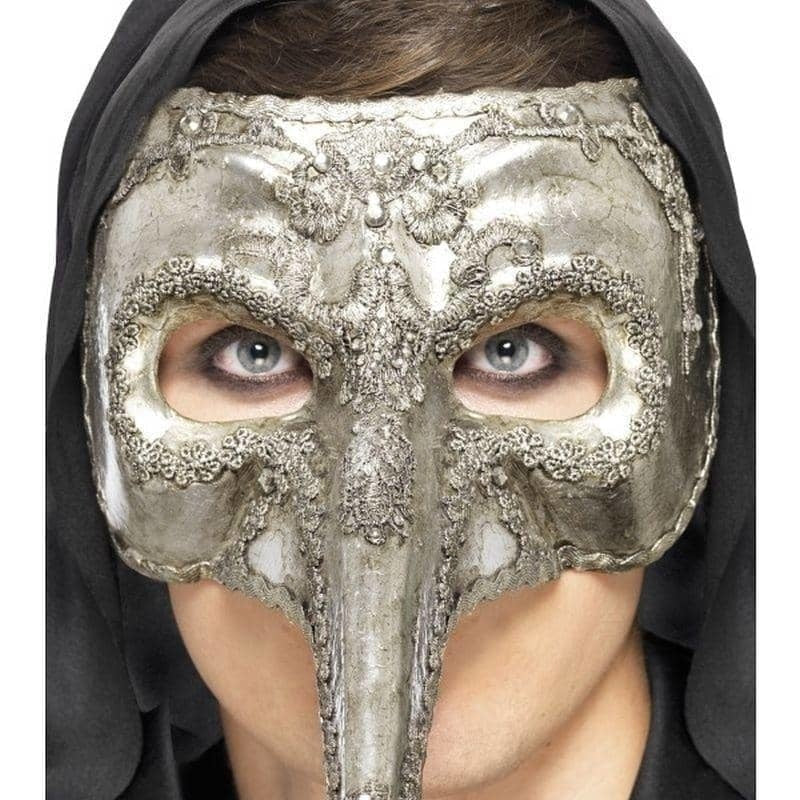 Costumes Australia Luxury Venetian Capitano Mask Adult Silver_1