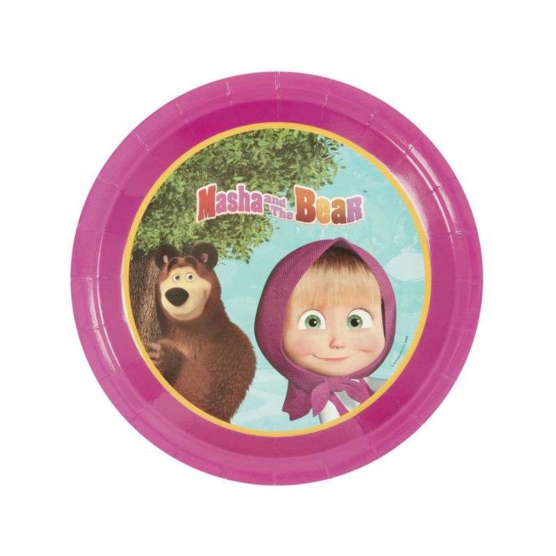 Costumes Australia Masha and The Bear Tableware Party Plates x8 Child Pink Purple_1