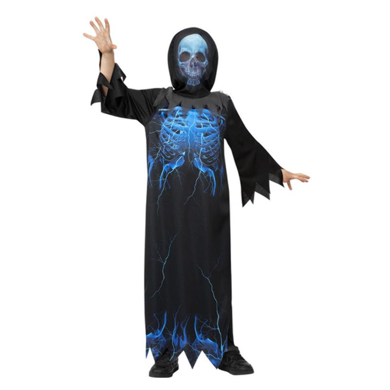 Costumes Australia Midnight Skeleton Reaper Costume Child Black Blue_1