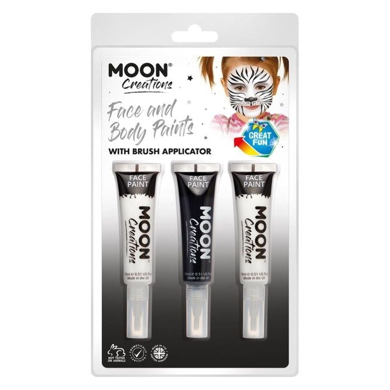 Costumes Australia Moon Creations Face & Body Paints and Brush Monochrome Set Costume Make Up_1