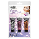 Costumes Australia Size Chart Moon Glitter Classic Chunky Gel Clamshell, 12ml. 3 Colour Set Costume Make Up