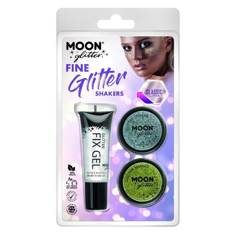 Costumes Australia Size Chart Moon Glitter Classic Fine Shakers Clamshell, 5g - Fix Gel. 3 Colour Set Costume Make Up
