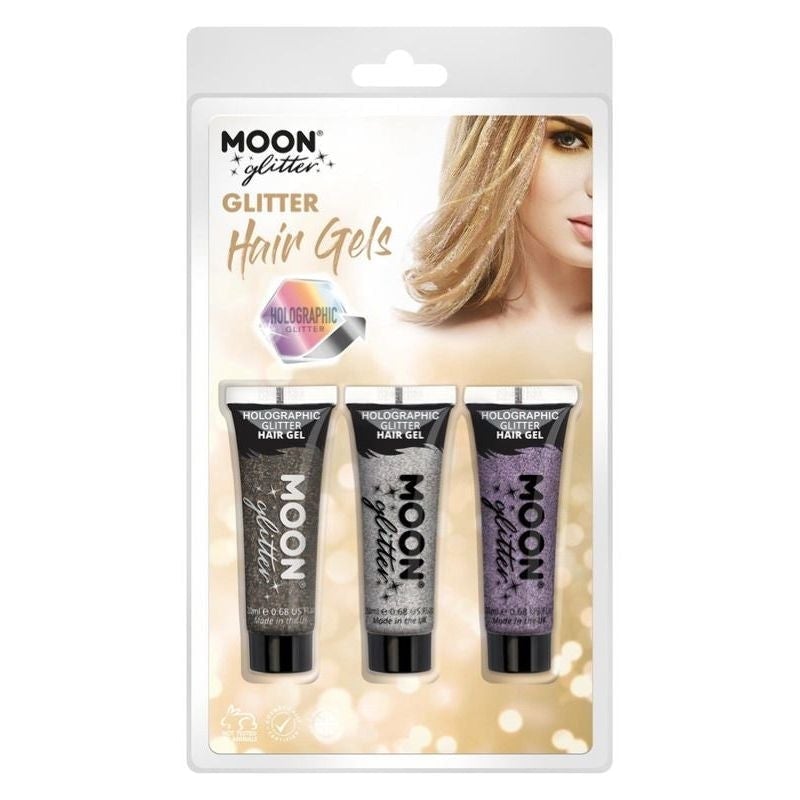 Costumes Australia Moon Glitter Holographic Hair Gel Clamshell 20ml 3 Colour Pack Costume Make Up_1