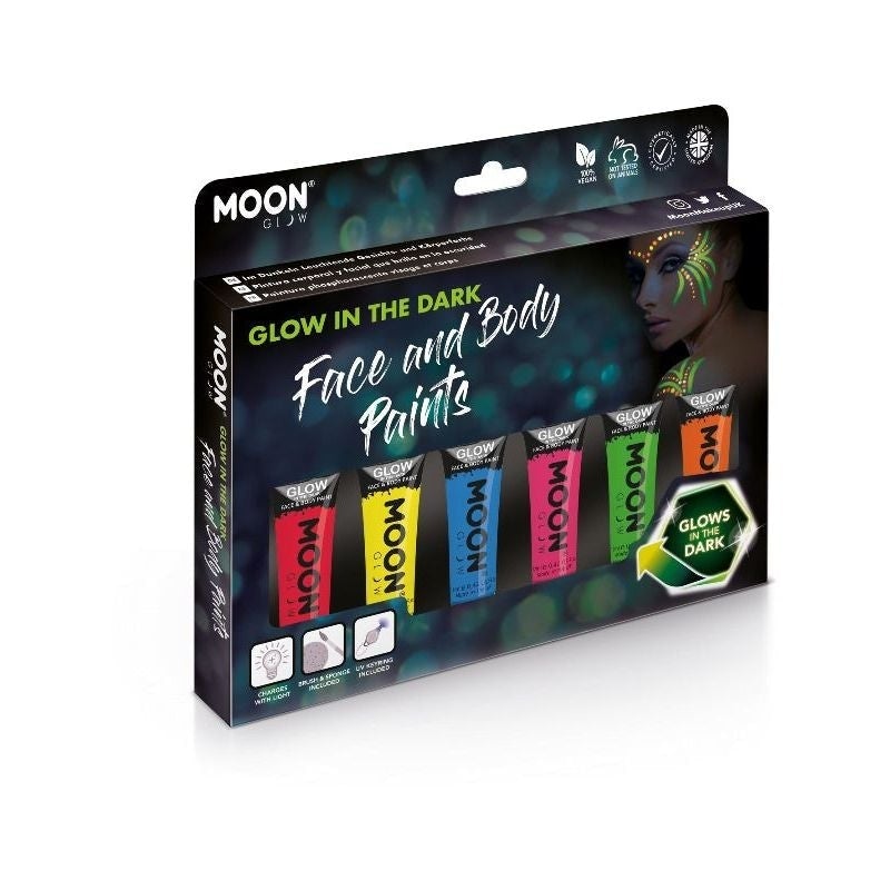 Costumes Australia Moon Glow In The Dark Face Paint 6 Piece Pack 12ml Assorted Costume Make Up_1