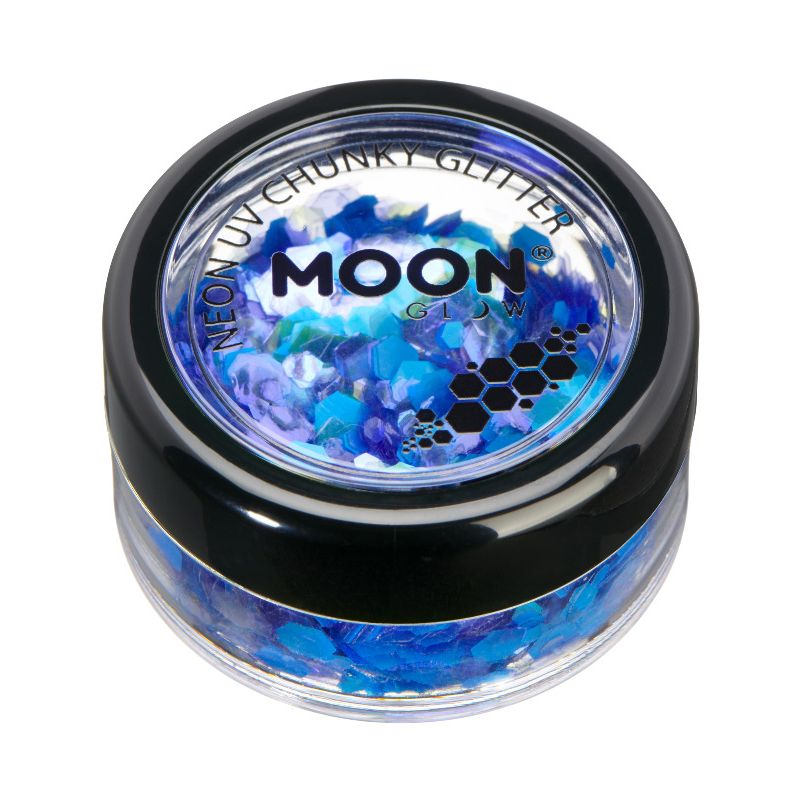 Costumes Australia Moon Glow - Neon UV Chunky Glitter Blue M27051 Costume Make Up_1