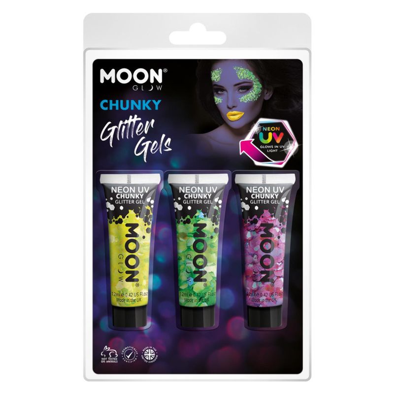 Costumes Australia Moon Glow - Neon UV Chunky Glitter Gel M27709 Costume Make Up_1