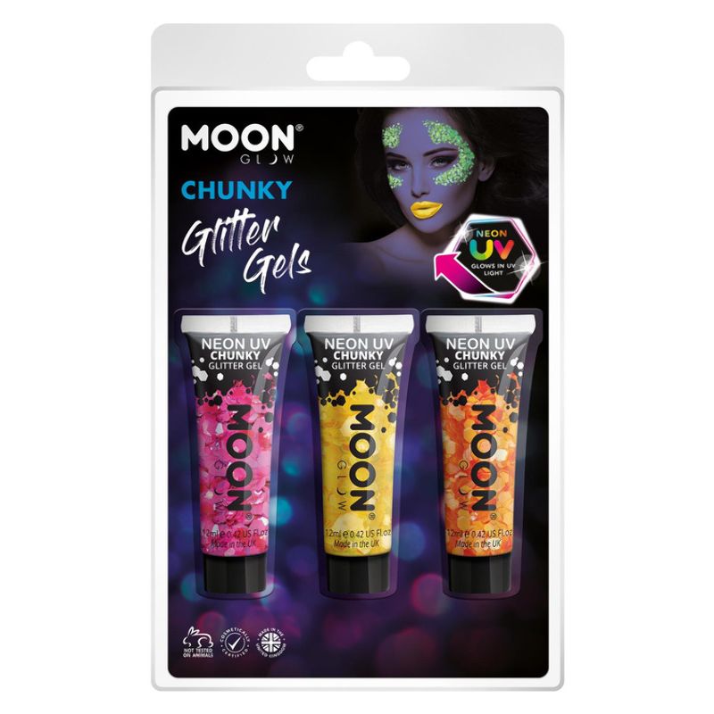 Costumes Australia Moon Glow - Neon UV Chunky Glitter Gel M27716 Costume Make Up_1