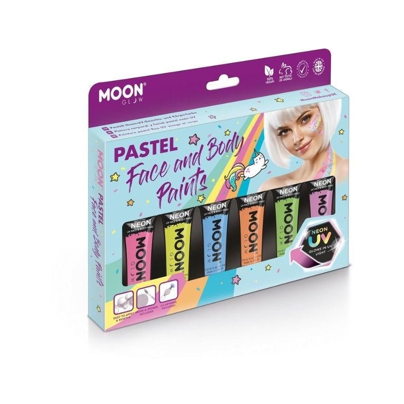 Costumes Australia Moon Glow Pastel Neon UV Face Paint Boxset Assorted Costume Make Up_1
