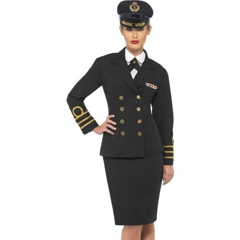 Costumes Australia Navy Officer Ladies Costume Black Jacket Skirt Hat_1