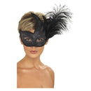 Costumes Australia Size Chart Ornate Colombina Feather Mask Adult Black Costume Accessory