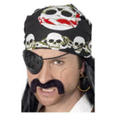 Costumes Australia Size Chart Pirate Bandana Black with Skull Print