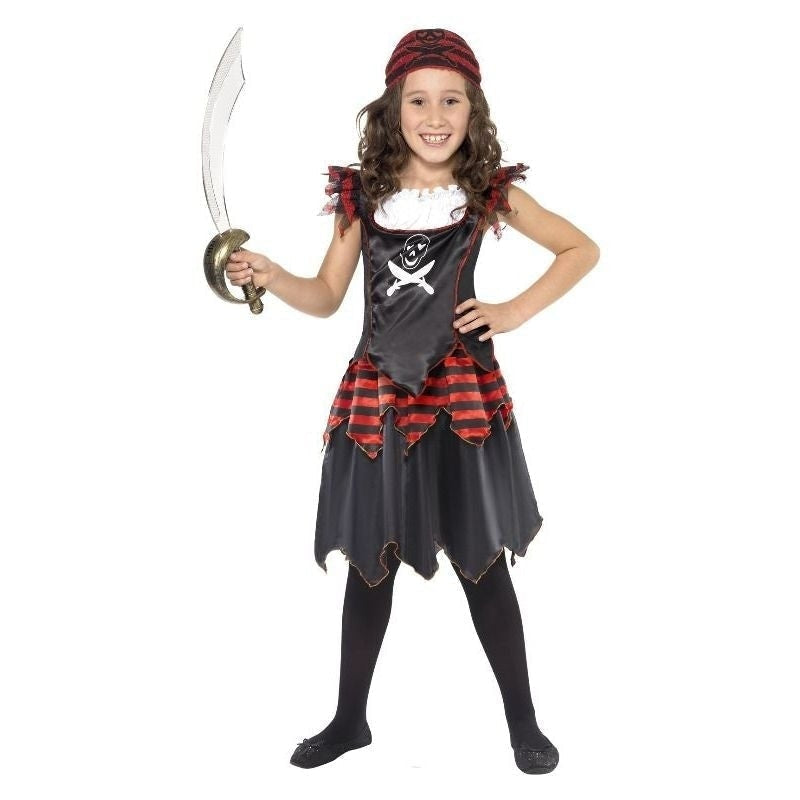 Costumes Australia Pirate Skull & Crossbones Girl Costume Kids Red Black_4