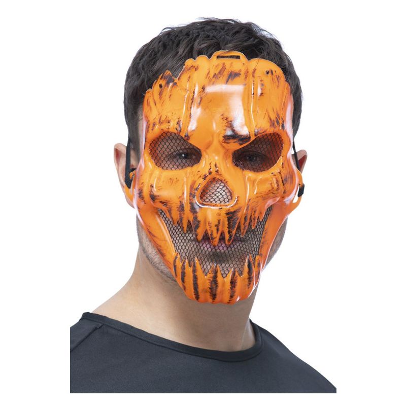 Costumes Australia Pumpkin Mask On Elastic Adult Orange_1