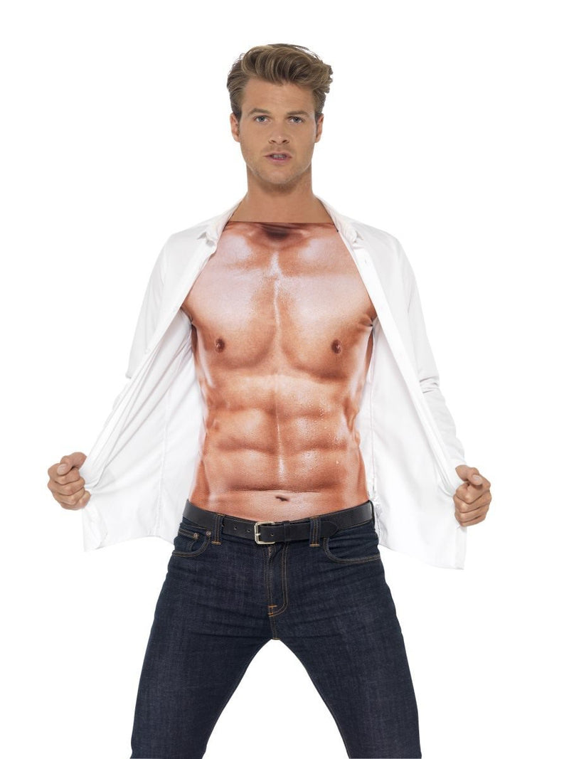 Costumes Australia Realistic Muscle Top Adult Costume Long Sleeves Pink_3