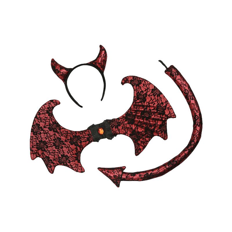 Costumes Australia Retro Lace Devil Kit Black & Red Adult_1
