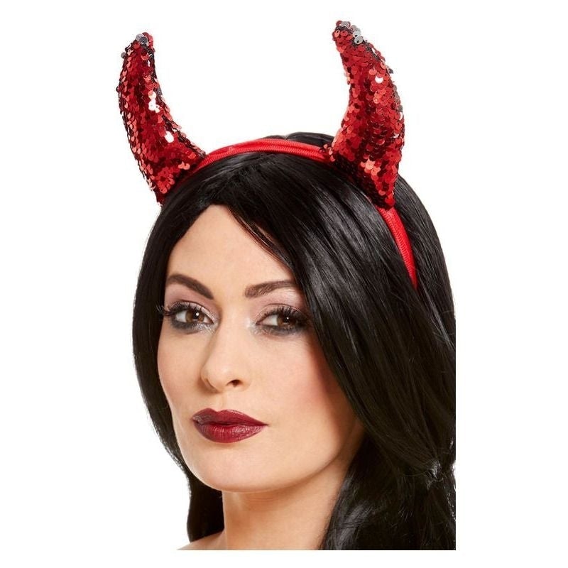 Costumes Australia Reversible Sequin Devil Horns Red_1