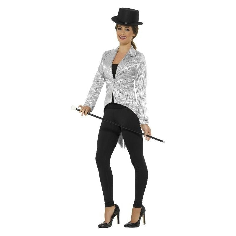 Costumes Australia Sequin Tailcoat Jacket Ladies Adult Silver_2