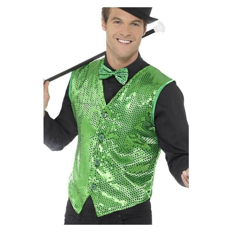 Costumes Australia Sequin Waistcoat Adult Green_2