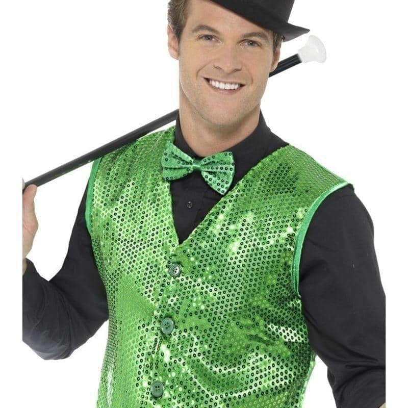 Costumes Australia Sequin Waistcoat Adult Green_1