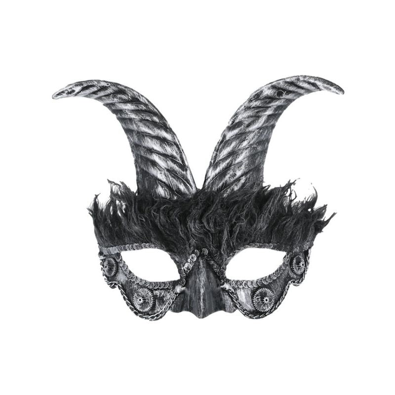 Costumes Australia Silver Masquerade Horned Mask Adult_1