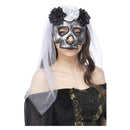 Costumes Australia Skull Bride Mask with Veil Adult Grey_1