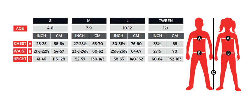 Purple Unicorn Kit Child Size Chart