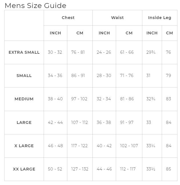 Size chart