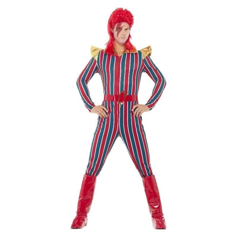 Costumes Australia Space Superstar Bowie Costume Adult Red Blue Jumpsuit_2