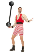 Costumes Australia Strongman Muscle Tattoo Costume Adult Red White Striped Jumpsuit_2