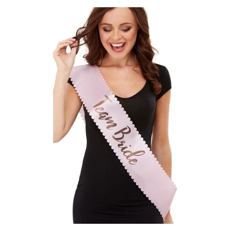 Costumes Australia Team Bride Sash Pink & Gold_1