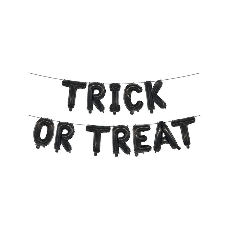 Costumes Australia Trick or Treat Foil Balloon Letter Garland All Black_1