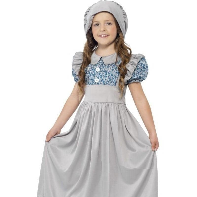 Costumes Australia Victorian School Girl Kids Costume Grey Dress Hat_1