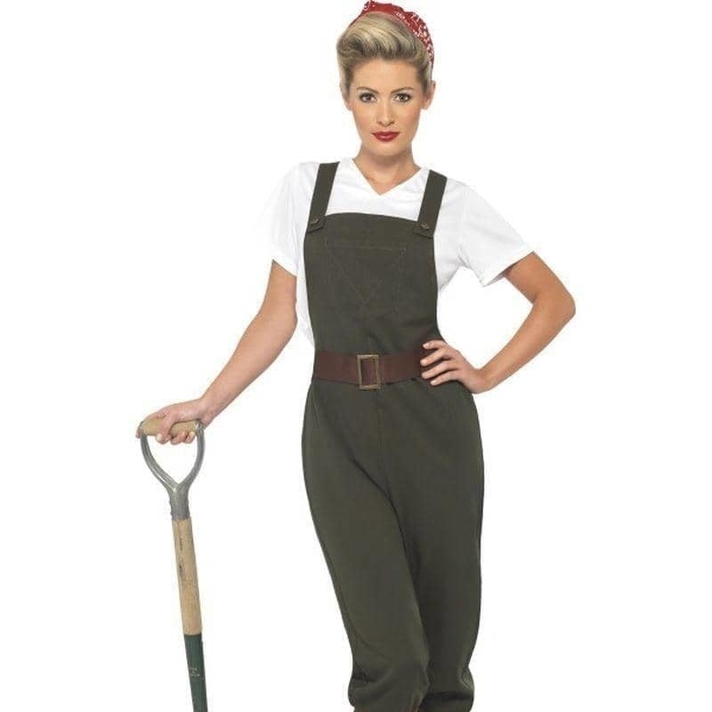 Costumes Australia WW2 Land Girl Costume Adult Olive White_1