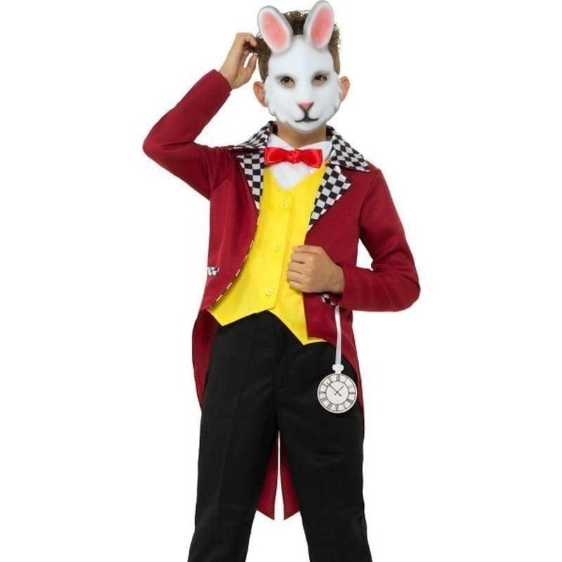 White Rabbit Costume Kids Red Jacket Mask