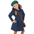 Costumes Australia World War II Evacuee Girl Costume Kids Blue Dress Hat Bag Nametag_1